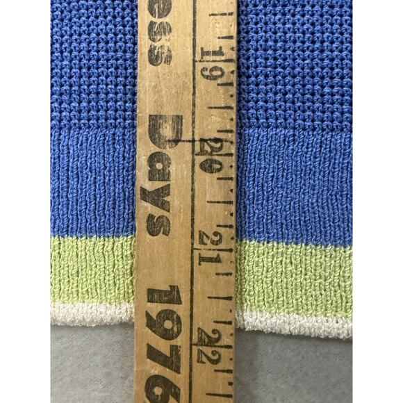 St John Yellow Label Santana Knit Sleeveless Top M Blue Green Wool Blend Preppy - Picture 3 of 13